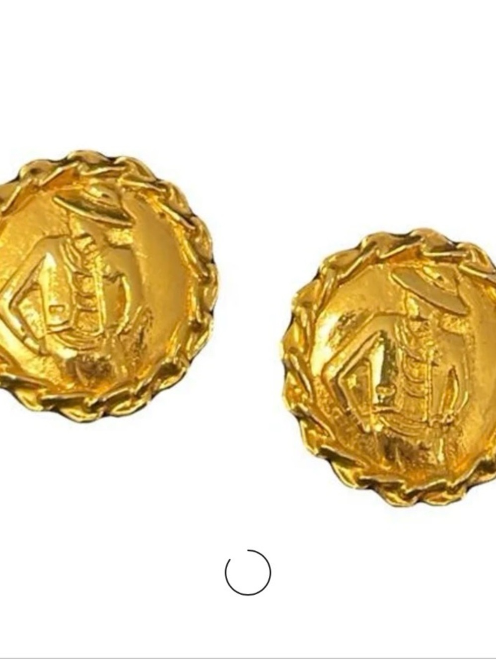 CHANEL Gold-Tone Sculpted Coin Stud Earrings